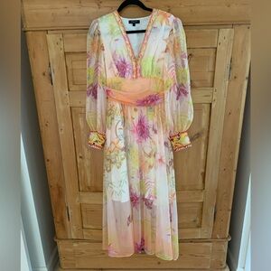 Beulah Pink and Orange Long Sleeve Sundress